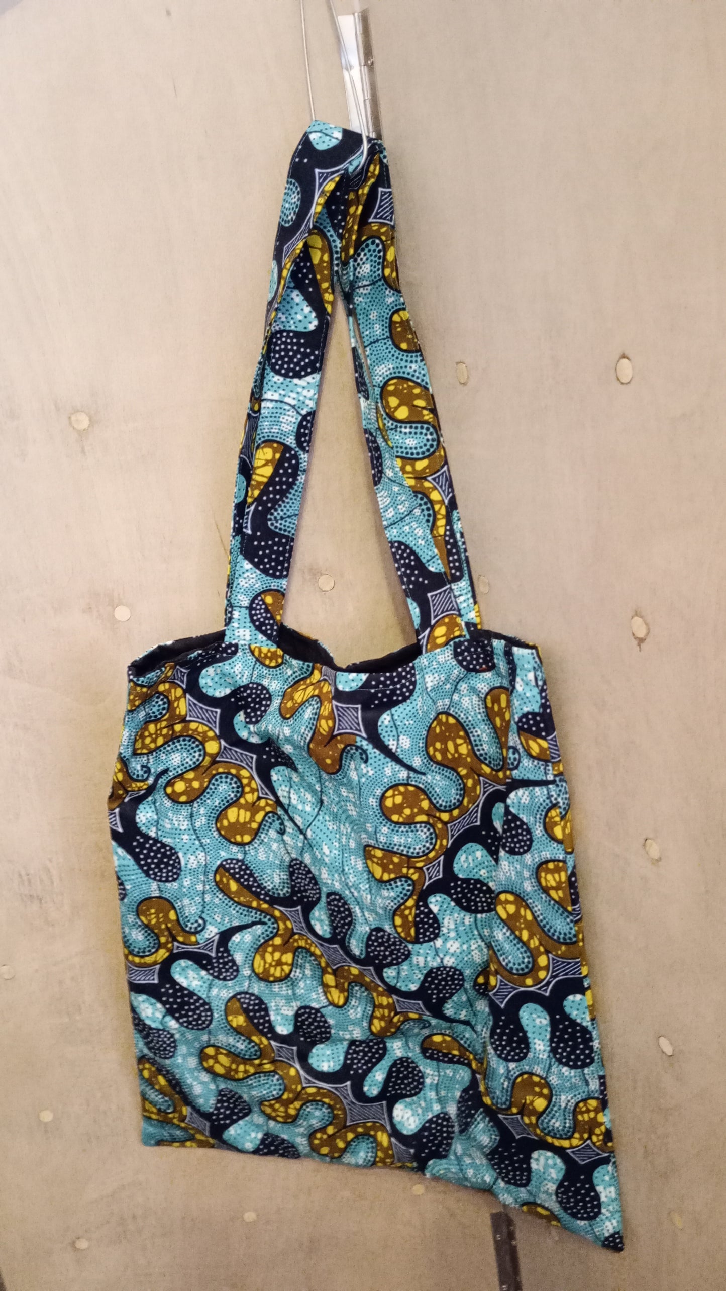 Green with Black Dots Ankara Tote Bag
