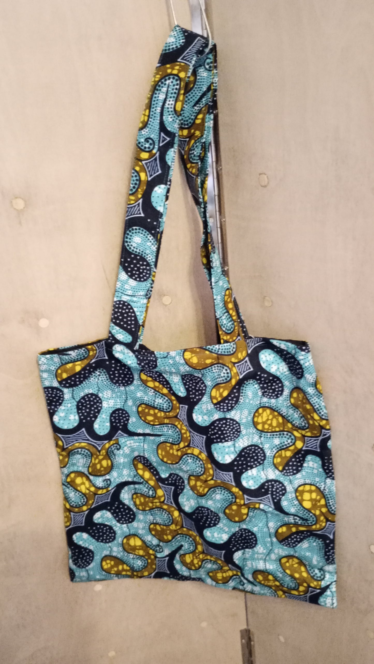 Green with Black Dots Ankara Tote Bag