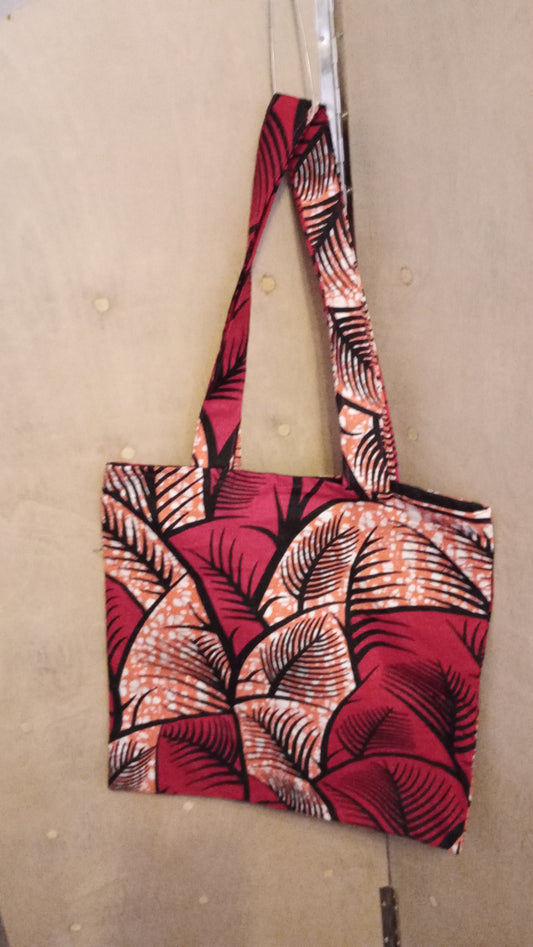 Red and Pink Ankara Tote Bag