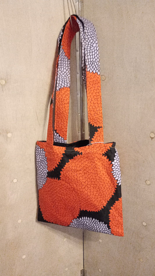 Orange Ankara Tote Bag