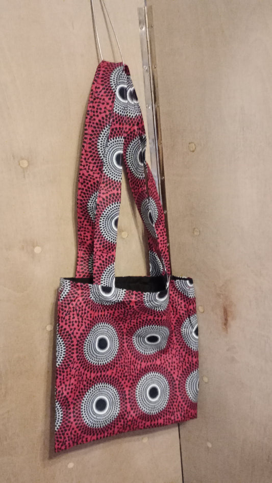 Pink and White Circle Dots Ankara Tote Bag