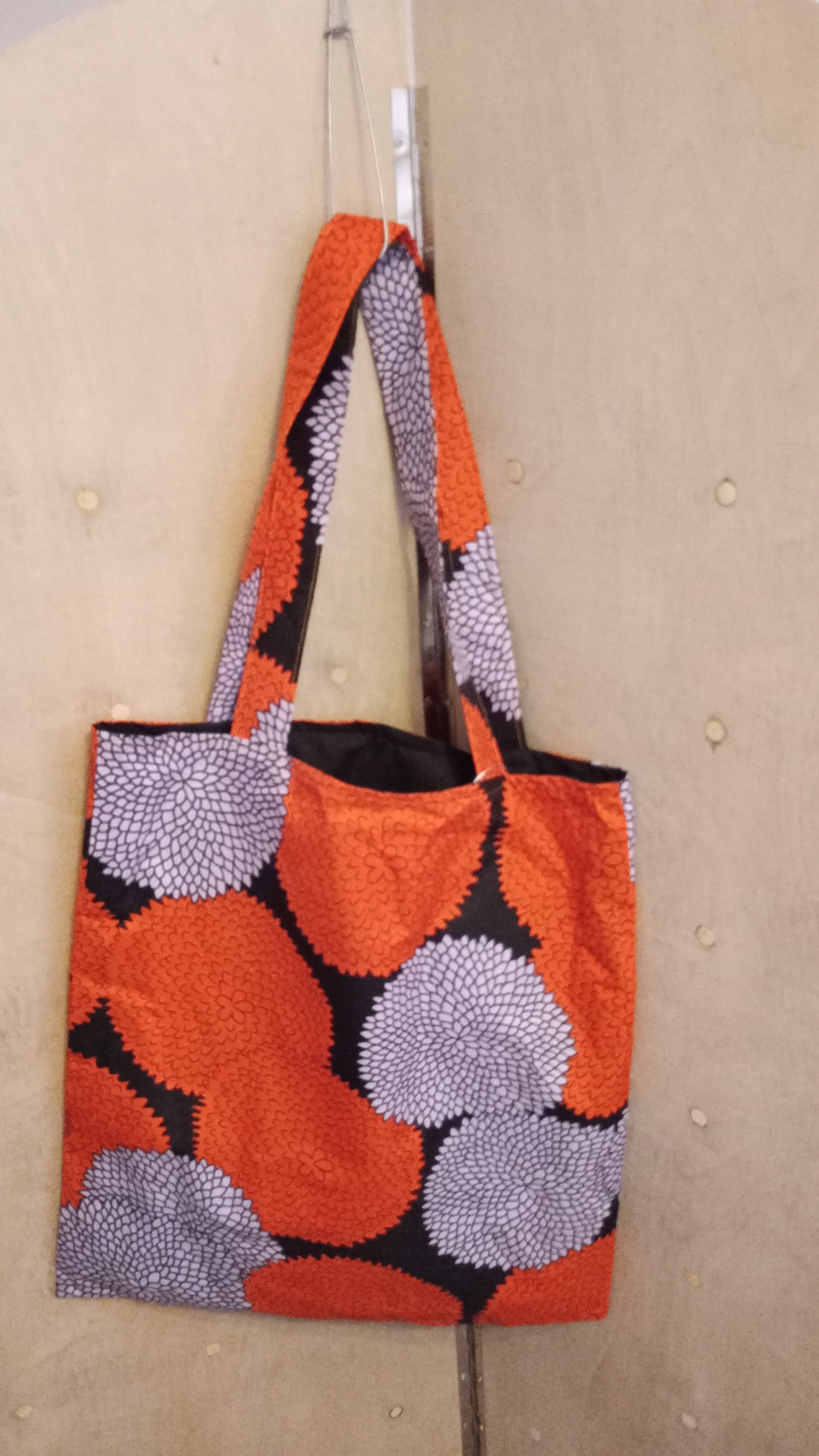 Red and White Flower Ankara Tote Bag